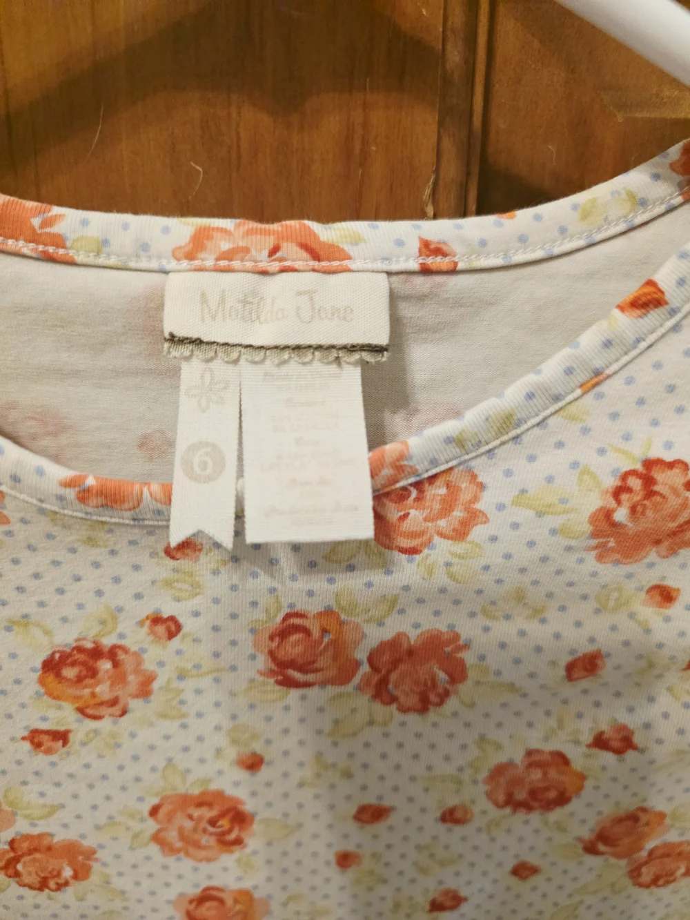 Matilda Jane White Long-Sleeve Top with Coral Rose Print